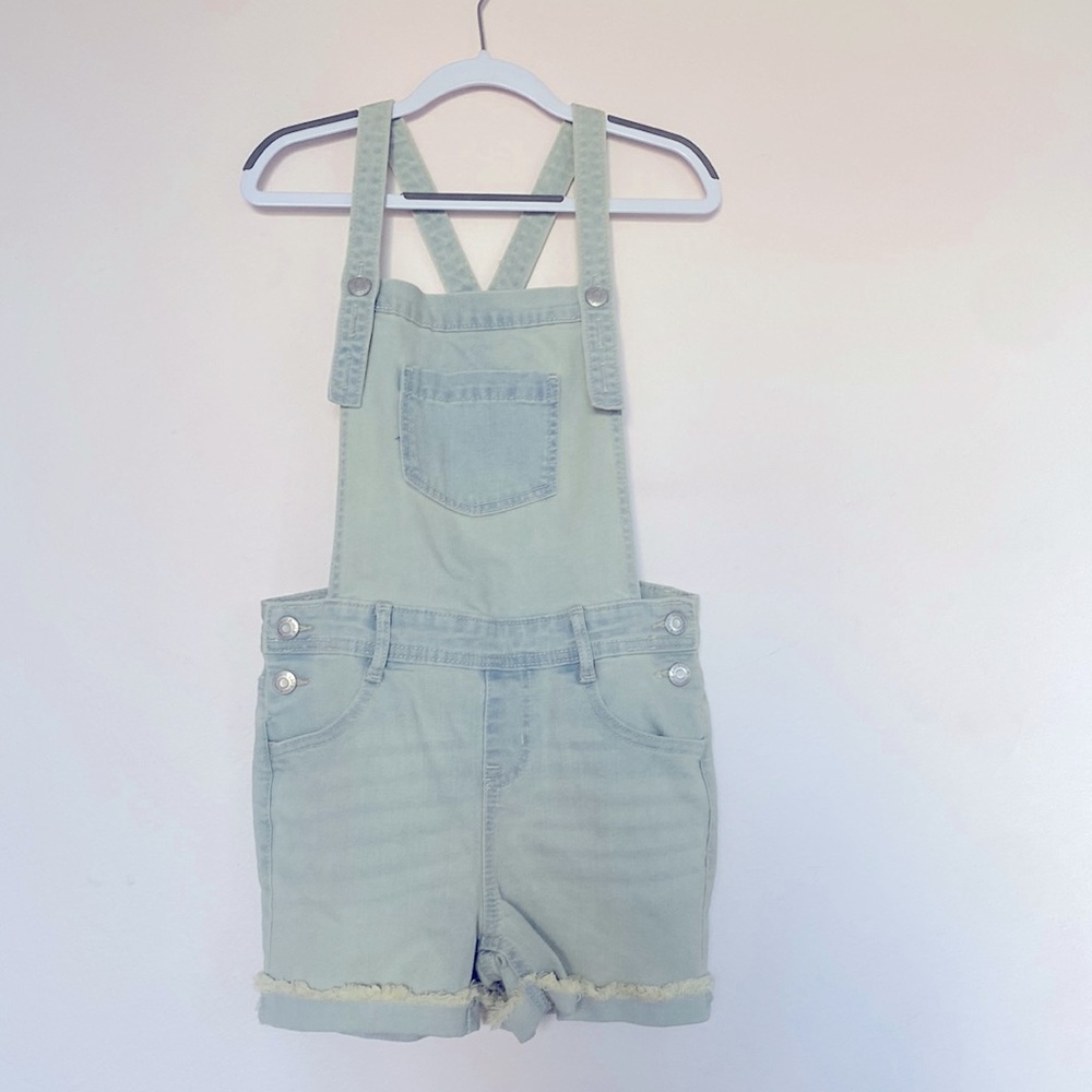 Cat and Jack girls short denim super stretch overalls